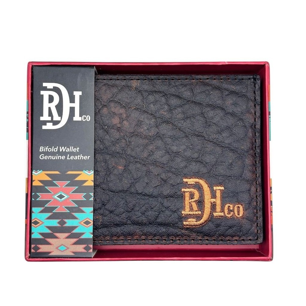 Red Dirt Hat Co Men's Brown‎ Bifold Wallet Genuine Leather